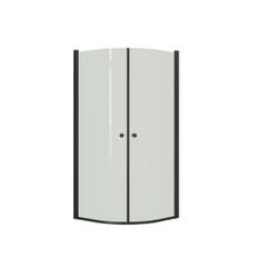Dansani Match buet brusedør, model E+E, 72x72 cm, klart glas, sort profil