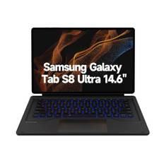 Dexnor Tangentbordsfodral för Samsung Galaxy Tab S8 Ultra Keyboard 14,6 tum magnetiskt avtagbart bokomslag stil tangentbord multi-touch styrplatta bakgrundsbelyst S pennhållare UK layout-svart