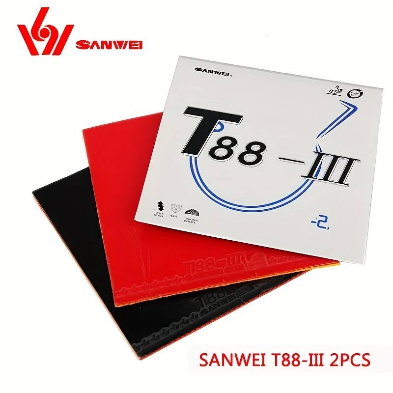 TEMU T88-iii 2pcs Of Table Tennis Rubber, Semi-sticky Elastic Table Tennis Racket Rubber (black + Red)