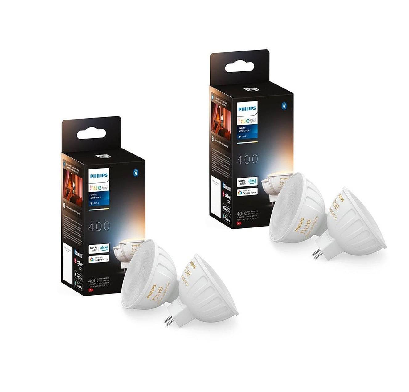 Philips Hue 2x White Ambiance MR16 Smart Spotlights – 2-Pack 4 pcs  - bundle