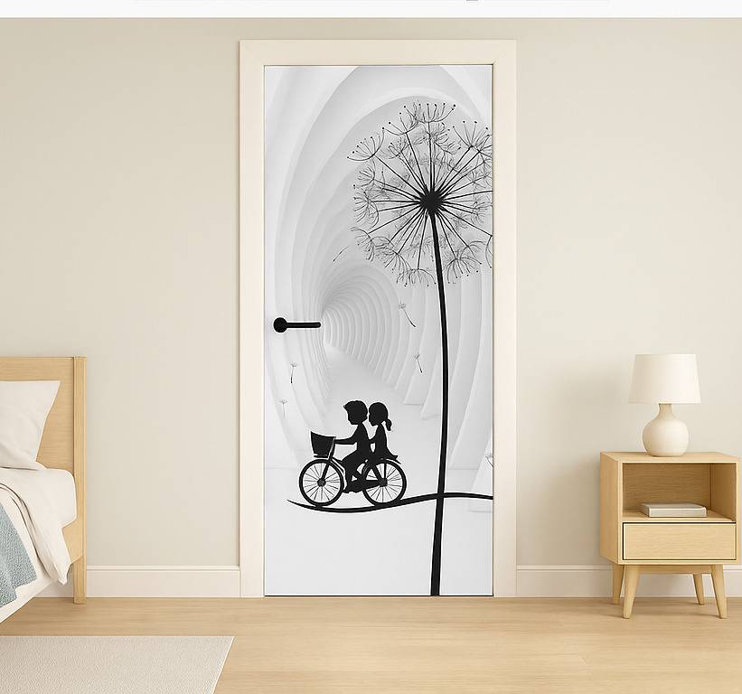 3d-maskros och cykel klistermärke för dörr