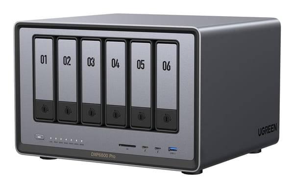 Ugreen DXP6800 Pro NAS Skrivbord Intel® Core™ i5 8 GB DDR5 Grå, Svart
