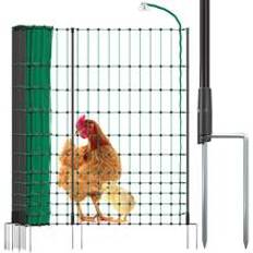 Stängselnät farmNET+ Hönsnät 50m x 112cm, 20 stolpar, dubbelspetsad, grön, VOSS.farming