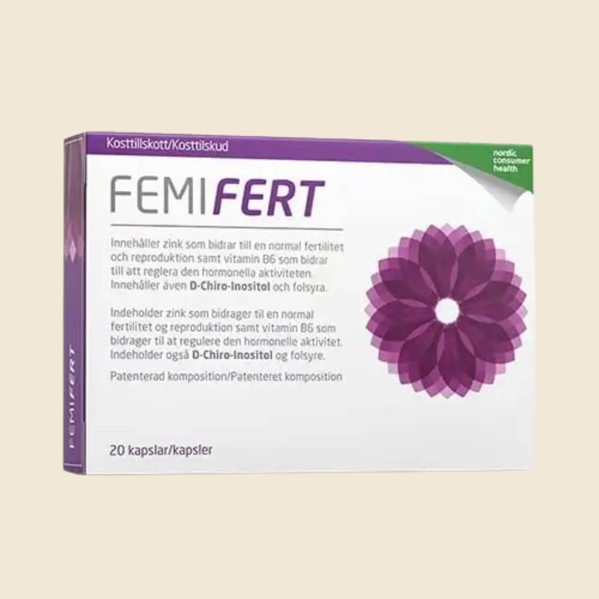 Femifert kosttilskud med D-Chiro-Inositol. 20 stk.