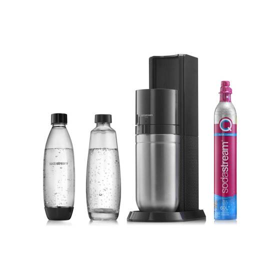SodaStream Duo Kolsyremaskin + 2 flaskor, begagnad-renoverad - Svart