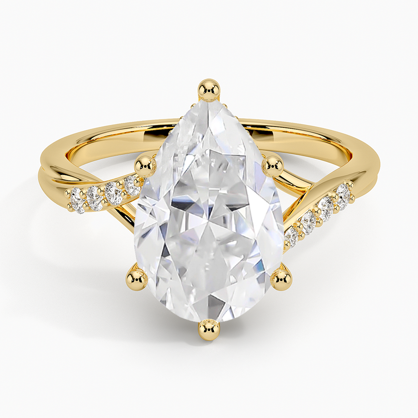 14K Yellow Gold Moissanite Chamise Hidden Halo Diamond Ring