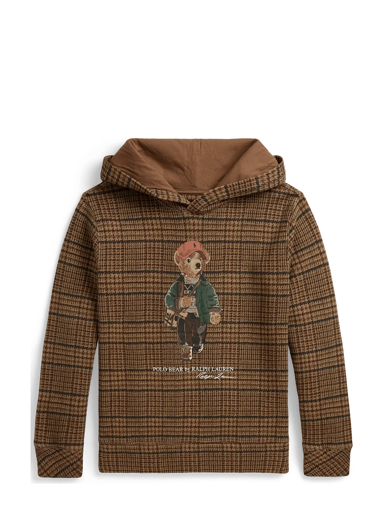 Ralph Lauren Kids Polo Bear Tweed-Print Hoodie - Brown - XL