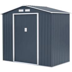 Metal garden shed 2.71 m² - 213 x 127 x 195 cm - PLUTON - Anchoring kit included, 2 sliding doors - Grey