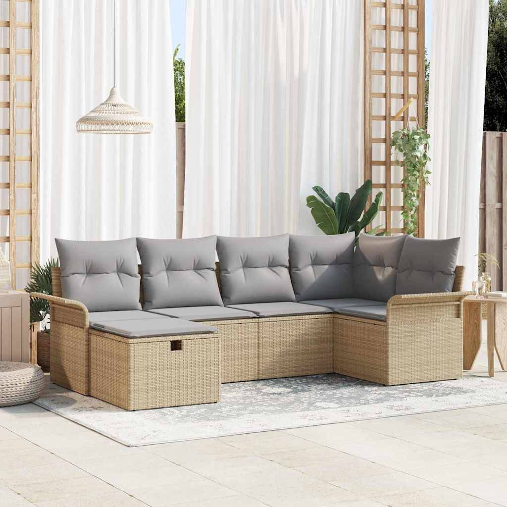 vidaXL Havesofa Sæt 6 stk. Poly rattan