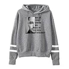 Unisex Dam Herr 3D-tryck Huva Liam Payne Memorial Grafisk Huvtröja Ficklös Parallella Stänger Ärm Streetwear,2XL,Grey