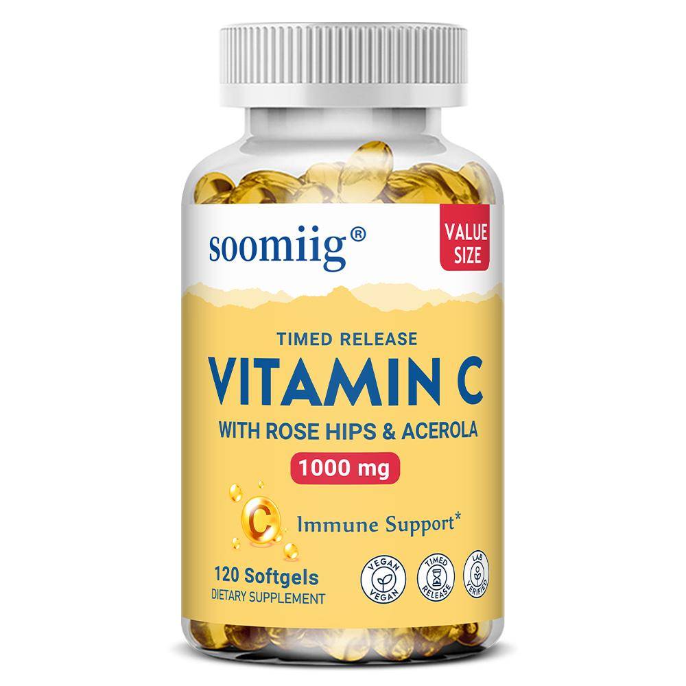 C-vitamin (Acerola Körsbär, Nypon) 1 000 mg 120 vegetabiliska mjukkapslar, Kosttillskott