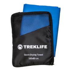 Hurtigtørrende microfiber håndklæde - 160x80 cm - Treklife - Blå