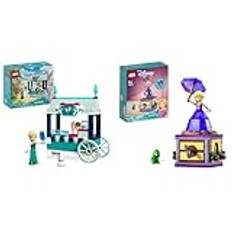 LEGO Disney Frozen Elsas Eisstand, Eiscreme-Spielzeug & Disney Princess Rapunzel-Spieluhr, Prinzessinnen Spielzeug zum Bauen mit Rapunzel Mini-Puppe, Diamantkleid und Chamäleon Pascal für Kinder 43214