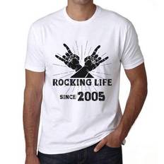 Grafisk T-shirt Herr Livet rockar sedan 2005 – Rocking Life Since 2005 – Män Vintage Gåvor 19-års Födelsedag & Årsdag Present 19 År 2005 Nyhet - Vitt - 3XL,4XL,5XL,L,M,S,XL,XS,XXL