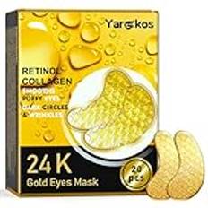 20 par 24K guldögonlappar, anti-aging gyllene ögonkuddar, kollagen hydrogel gel-eyepads minskar mörka mörka ringar ögonpåsar rynkor, djup återfuktande ögonkuddar masker