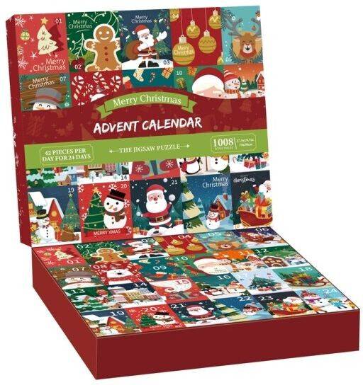 Puslespil Julekalender 24 Motiver Advent Calendar - 1008 bitar.