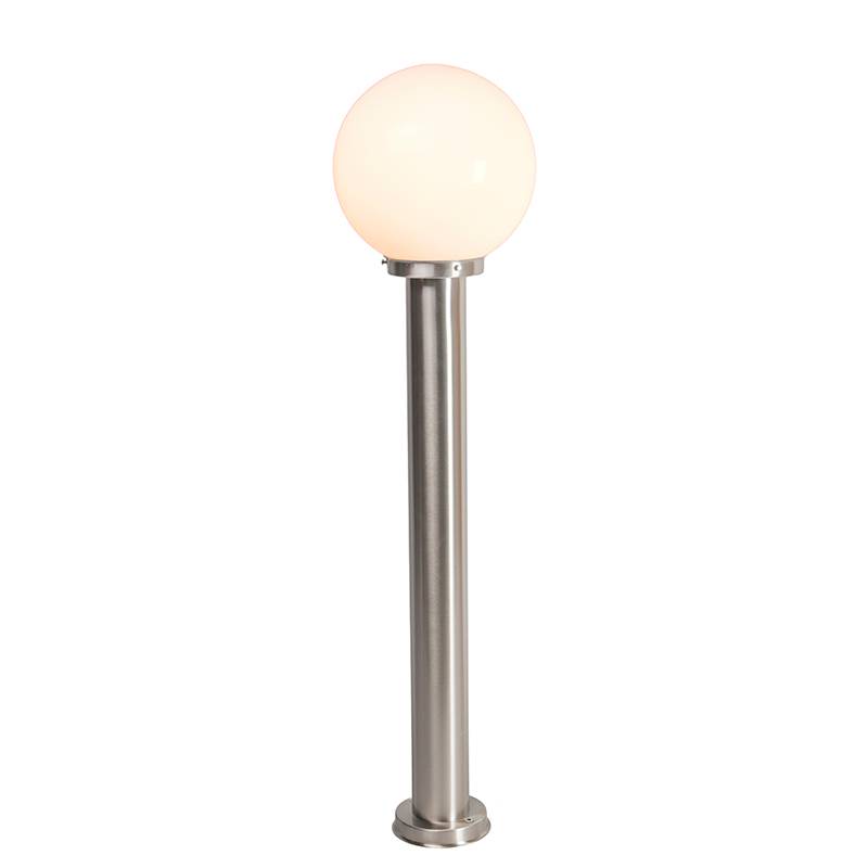 Moderne udendørs pullertlampe stål rustfrit stål 100 cm med plastikkugle IP44 - Sfera