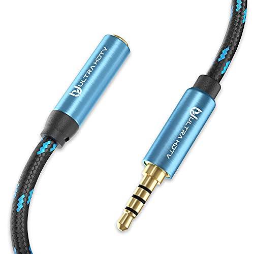 Ultra HDTV Premium AUX-förlängningskabel - 10m jackkabel, 3-polig med 3,5 mm uttag för kontakt, aux-kabelförlängning med anti-kink nylonmantel och helmetallproppar - 1000 cm