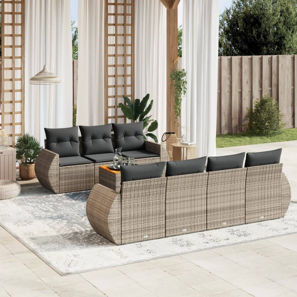 Sofasæt Til Haven 8 Dele Med Hynder Polyrattan - Grå