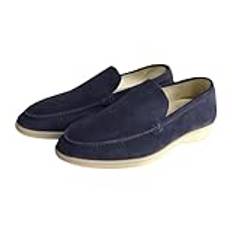 Fritidsskor herr platta slip-on halvskor | Loafer män läder slip-on skor | bekväma utan skosnören promenadskor arbetsskor | lätta enfärgade, träningsskor, BK2, 45 EU