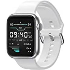 GABLOK Smartwatches Full Touch sport- och fitnessklocka Bluetooth Call Smart Clock Ladies Electronics (Färg: Vit1, Storlek: Silikon)