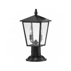 HUNTERSFIELD Udendørs sokkellampe i aluminium og glas H44,4 cm 2 x E14 - Sort/Klar med dråbeeffekt