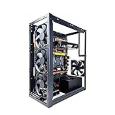 Datormoderkortshölje – med öppen , Stapelbart stativ ATX/small-ITX | Aluminiumram med värmeavledningsstöd, kylfläkthållare