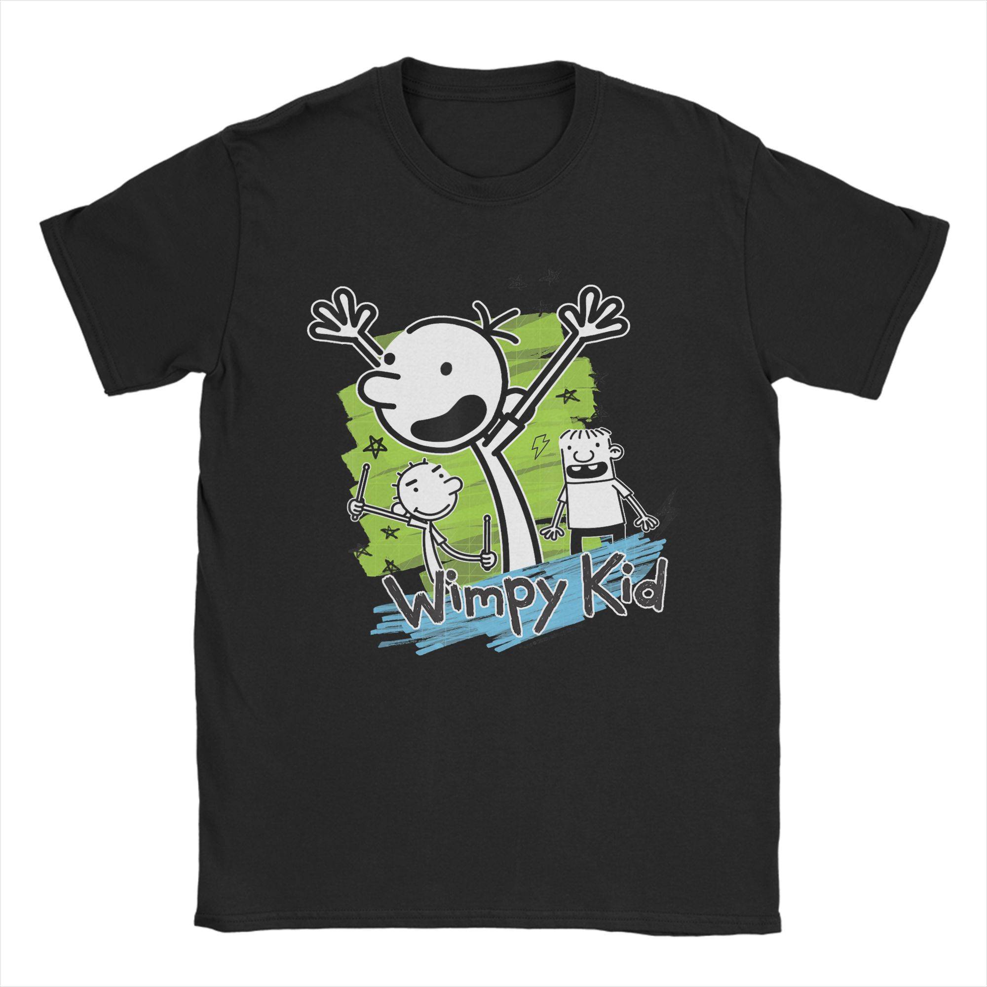 Diary of a Wimpy Kid Greg Heffley Tecknad Pinne Karaktärer Bomulls T-shirt För Män Y2K Grundläggande T-shirts Rund Hals T-shirt Kläder cm black