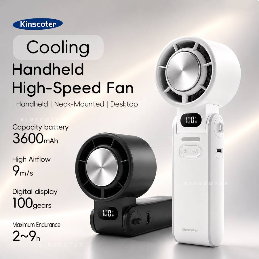 KINSCOTER Outdoor Foldable Portable Handheld Fan Mini Cooling Rechargeable 3600mAh 100-level Free Control High Speed Turbo Fan