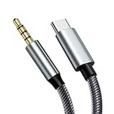 USB C till 3,5 mm kontakt, USB C-ljudkabel till Aux-adapter, typ C till 3,5 mm adapter, kompatibel med Samsung Galaxy S22/S21/S20, Google Pixel 2/3/XL (3,28 FT)