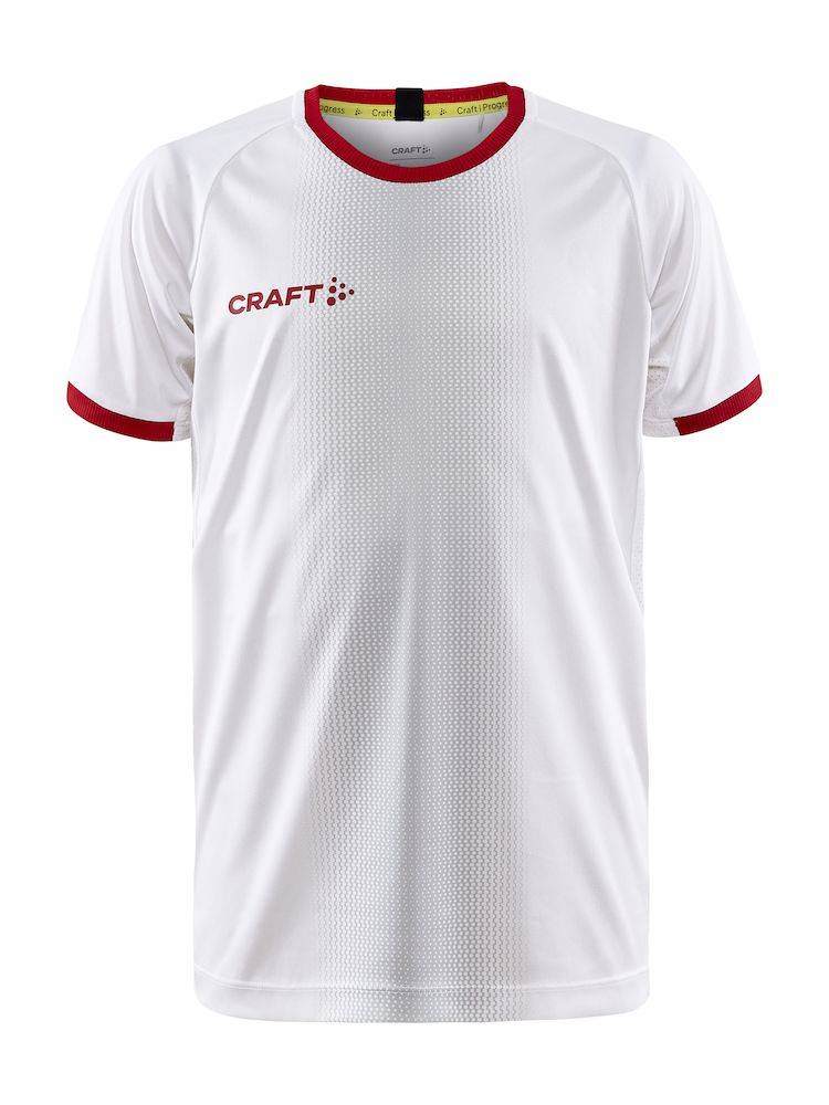 Craft Progress 2.0 Graphic Jersey til børn - White/Bright Red-134-140