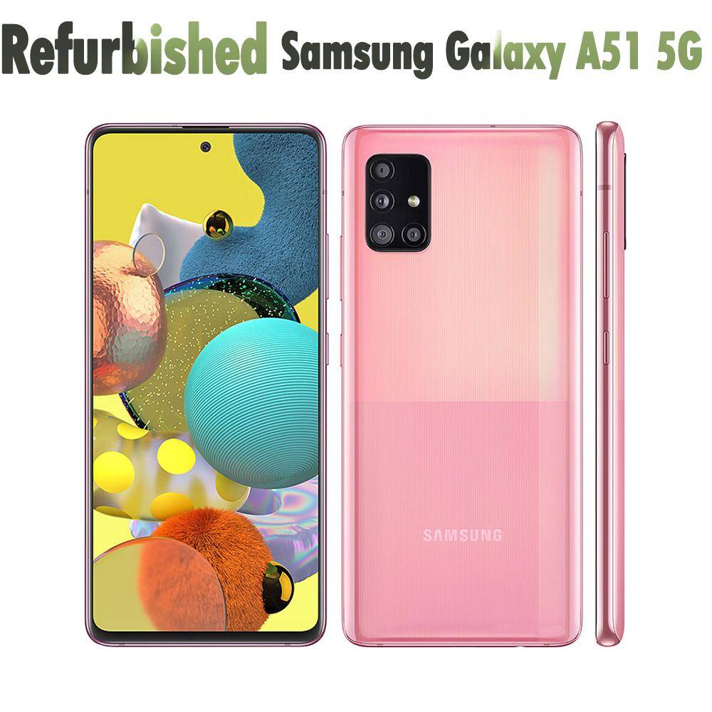 Renoverad Samsung Galaxy A51 5G A516U Original Olåst Octa-core 4GB RAM 128GB ROM 48MP 6.5'' 4500mAh Smartphone Med Enkelt SIM/Dubbelt SIM 4GB+128GB No charger vit