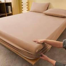 1pc Plain Light Camel Fitted Sheet, Mattress Protector, Mattress Cover For Bed, Bed Sheet, Soft And Breathable, For All Size Bed -Twin, Full, King, Qu - Camel - Multi-size