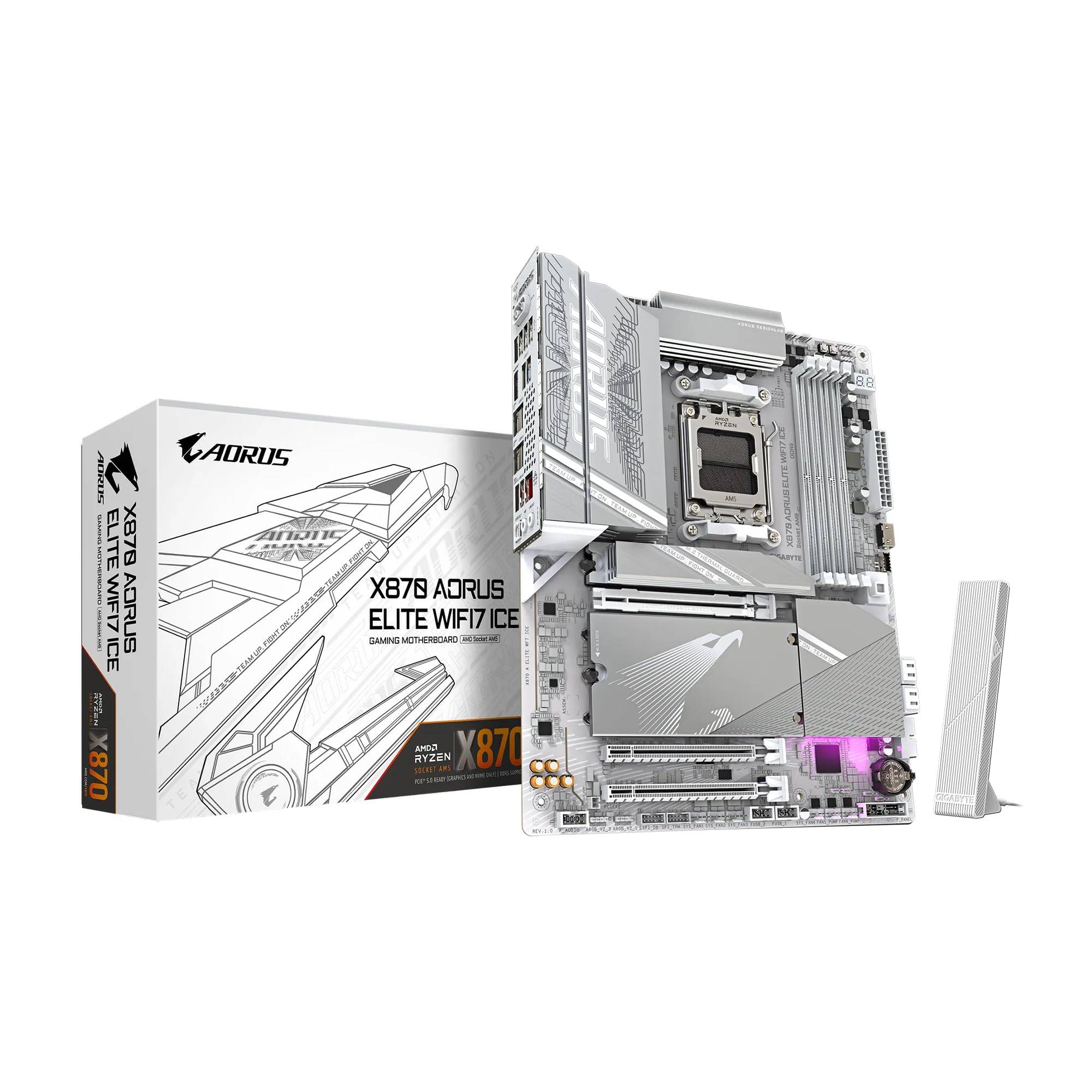 GIGABYTE X870 AORUS ELITE WIFI7 ICE ATX motherboard with AMD X870 chipset MB6573 vit