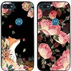 Fodral till Motorola Moto E6 Play I Fox Peony Flower Tryckt I TPU Gel Silikon I 2 st Baksidesskal Skal