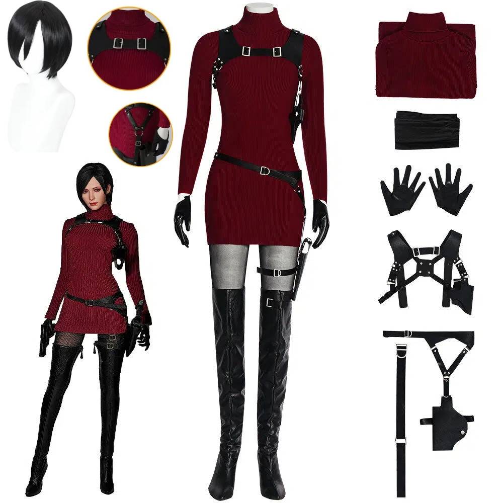 Horror Game Movie Resident Evil 4 Ada Wong Cosplay Full Set Same Style Outfit Halloween Carnival Comic Con Stage Cosplay Suit