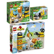 Lego Duplo Set med 3 delar: 10990 byggarbetsplats med byggfordon, 10931 grävmaskin och laster och 10930 hjullastare