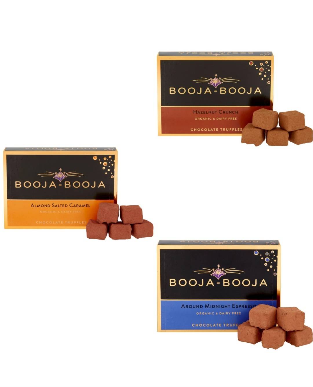 Taste Them All - Booja-Booja Chokoladetrøfler - Tre Smage - Pakketilbud.
