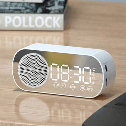 4,57*2,01*1,3 tum trådlös Bluetooth-högtalare, multifunktionell subwoofer med hög volym, mini AI smart väckarklocka - Vitt (Uppgraderad version)