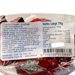 Bolsjer: Weibel jordbær med chokoladecreme 78g
