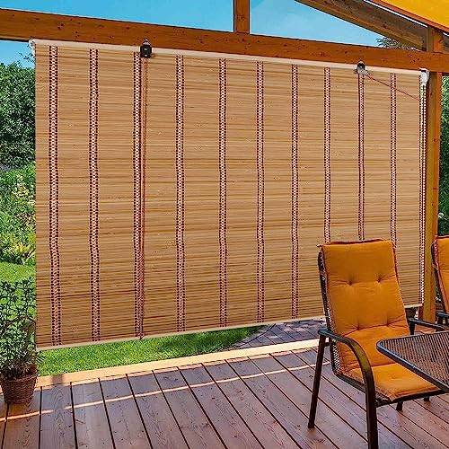 Bambu rullgardin, retro bambupersienner i bambu, bambupersienn utomhus, väderbeständig, insynsskydd, solskydd, bambupersienn för dörr och fönster