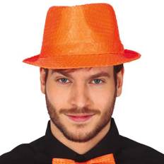 Gangsterhat med Pailletter Neonorange