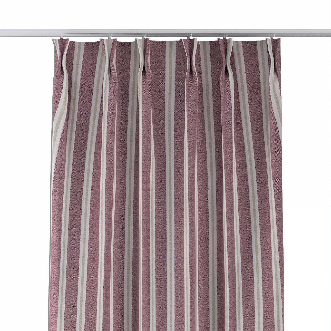 Gardin med dubbel fast veck 1 längd, Vinröd, beige och naturvit, Scotti
