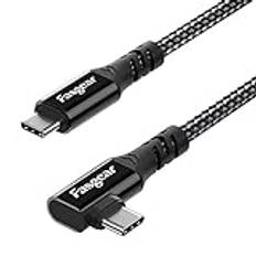 Fasgear USB C till USB C 3.2 Gen 2 x 2-kabel, 4K-video, flätad 90 graders typ C-sladd [20 Gbps, 100 W] kompatibel med MacBook Pro, iPad Pro, surfplattor, Dell bärbara datorer, bildskärmar (svart, 3 m)