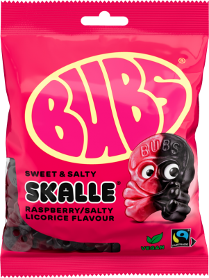Bubs Skalle Raspberry/Salty Licorice 90g