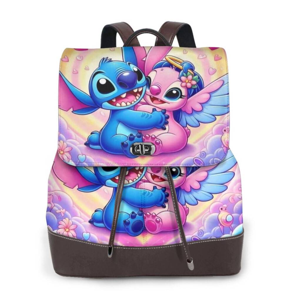 Stitch rygsæk, pung, læder, snøre, dagsturtaske, 1-pak