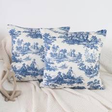 NIULAA lyxig sammet örngott 50 x 50 blå set om 2 örngott mjuka soffkuddar vintage fyrkantiga dekorativa kuddar estetiska kuddar dekorativa artiklar med dubbelsidig fransk lantlig design