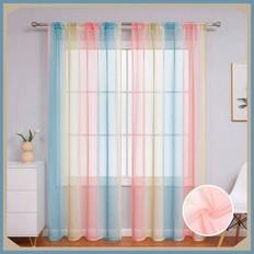 1pc Minimalist Style Lightweight Ombre Room Divider Voile Curtain For Living Room, Bedroom, Balcony Or Sunroom Decoration - Pink - Multi-size