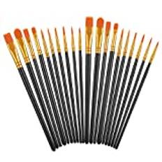 TIESOME 20 stycken målarpenslar, Nylon hår Artist Painting Brush Set Professional blandade penslar för akrylmålning oljemålning akvarellmålning Gouache målning Face Painting (Svart)