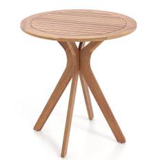 COSTWAY Trädgårdsbord, väderbeständigt, runt träbord, sidobord av eukalyptusträ, balkongbord, bistrobord för trädgård, balkong, terrass, 70 x 70 x 76 cm